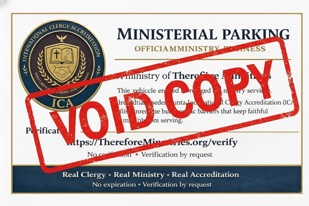 Sample Ministerial Parking Placard